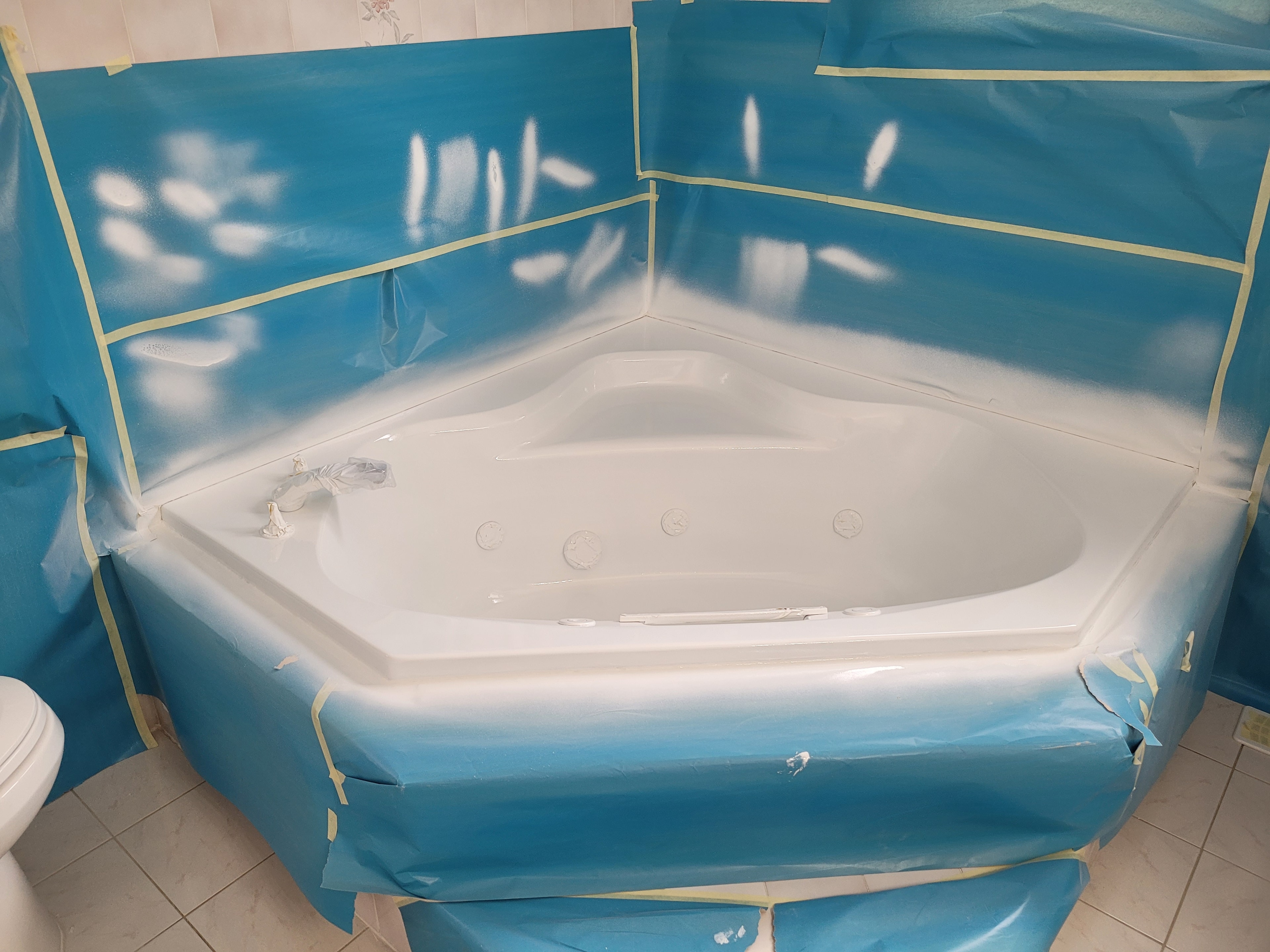 Burgundy Jacuzzi Tub — Refinished White